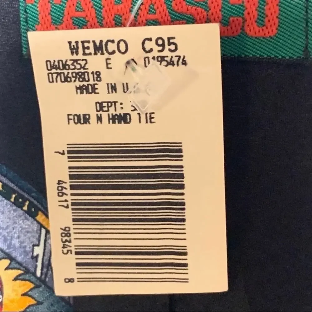 Vintage 90s TABASCO Racing NASCAR Necktie 100% Silk WEMCO Made USA NWT